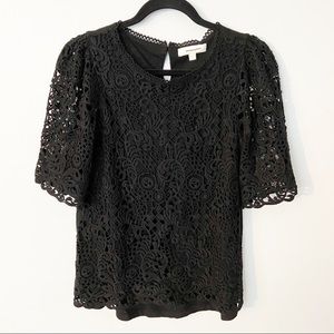 Anthropology eri & ali | Black lace blouse